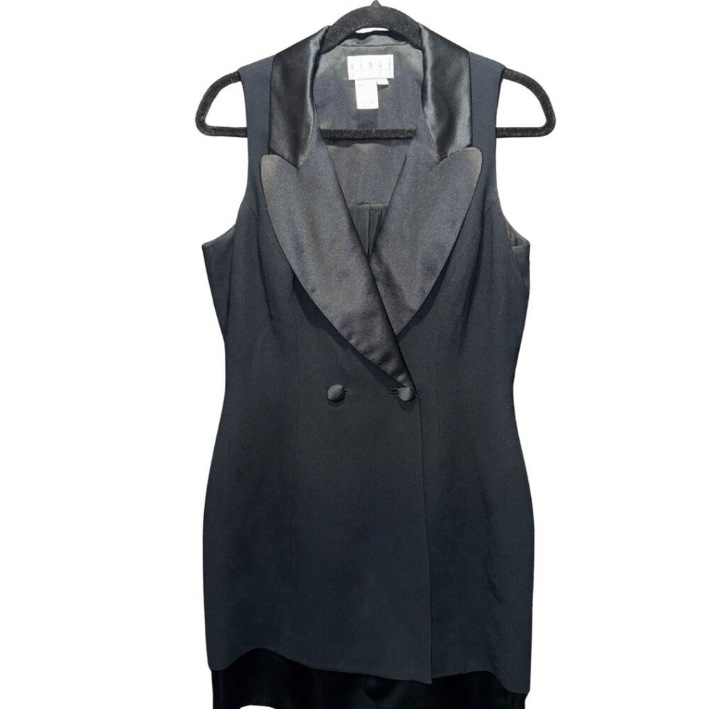 Ann Tijan for Kenar Vintage Tuxedo Dress – Black – Size 12 (Fits Modern 8/10)